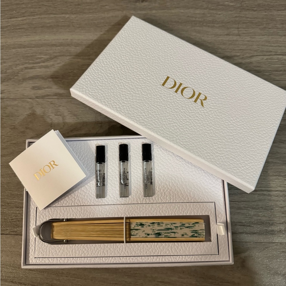 New Dior Beauty Lucky Fabric Fan with Lucky Fragrance Samples and Strap